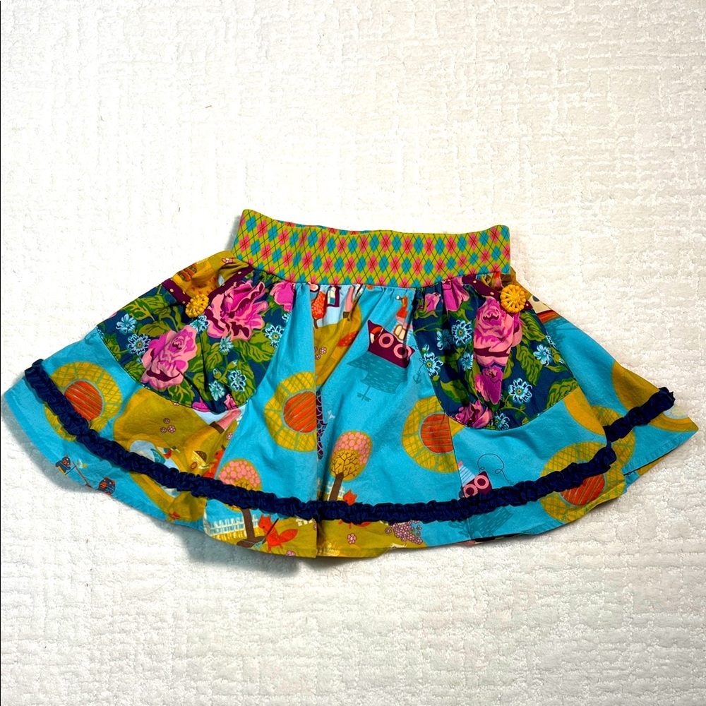 Matilda Jane Paint by Numbers flare pullon skirt patchwork colorful girls size 4